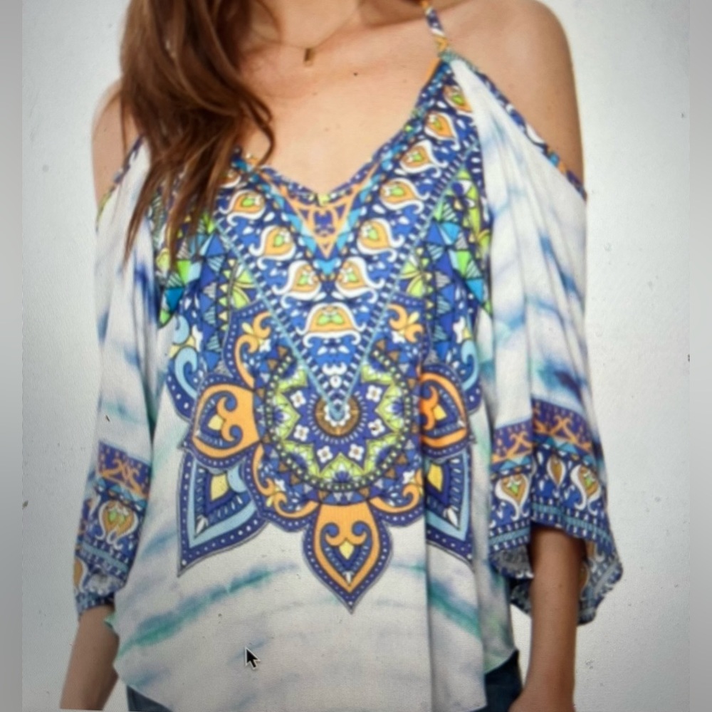 Hale Bob open shoulder Remy blouse Size XS